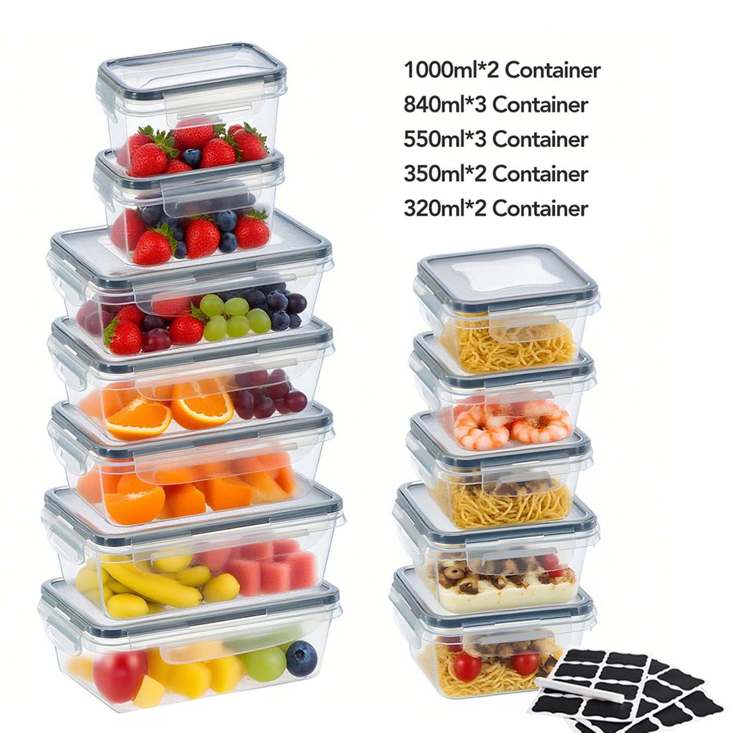 Asnews 24/48 PCS Plastic Food Storage Containers with Lids (12/24 Containers & 12/24 Lids), Leakproof BPA-Free Containers for Kitchen Organization, Meal Prep, Reusable Lunch Container