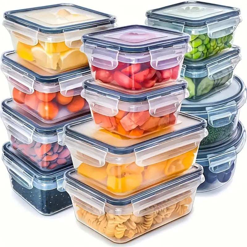 12/24pcs Food Storage Container Sets, Refrigerator Storage Boxes, Containers With LIDS, Airtight And Leak-proof, Microwave Freezer, Dishwasher Safe, Including Labels And Pens, Various Sizes, Storage Accessories Large Capacity Storage Package
