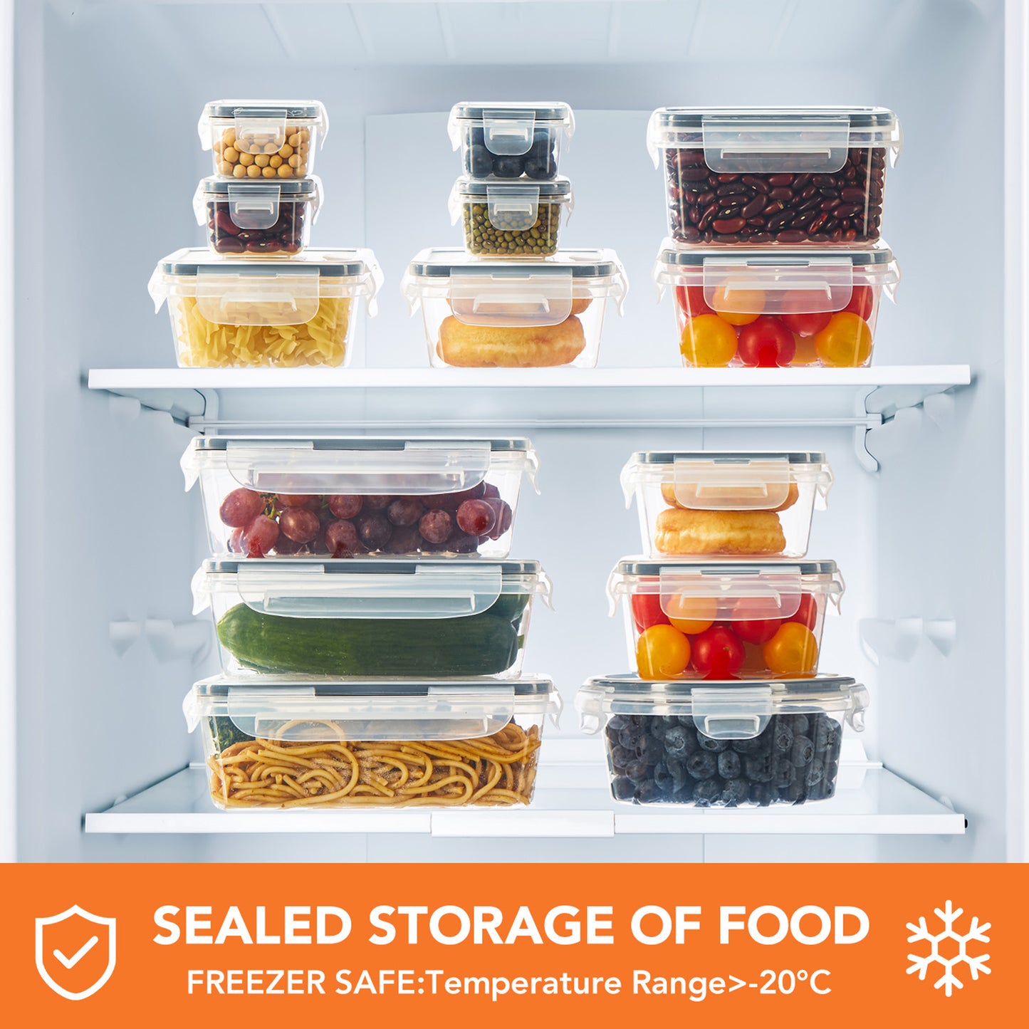 Asnews 24/48 PCS Plastic Food Storage Containers with Lids (12/24 Containers & 12/24 Lids), Leakproof BPA-Free Containers for Kitchen Organization, Meal Prep, Reusable Lunch Container