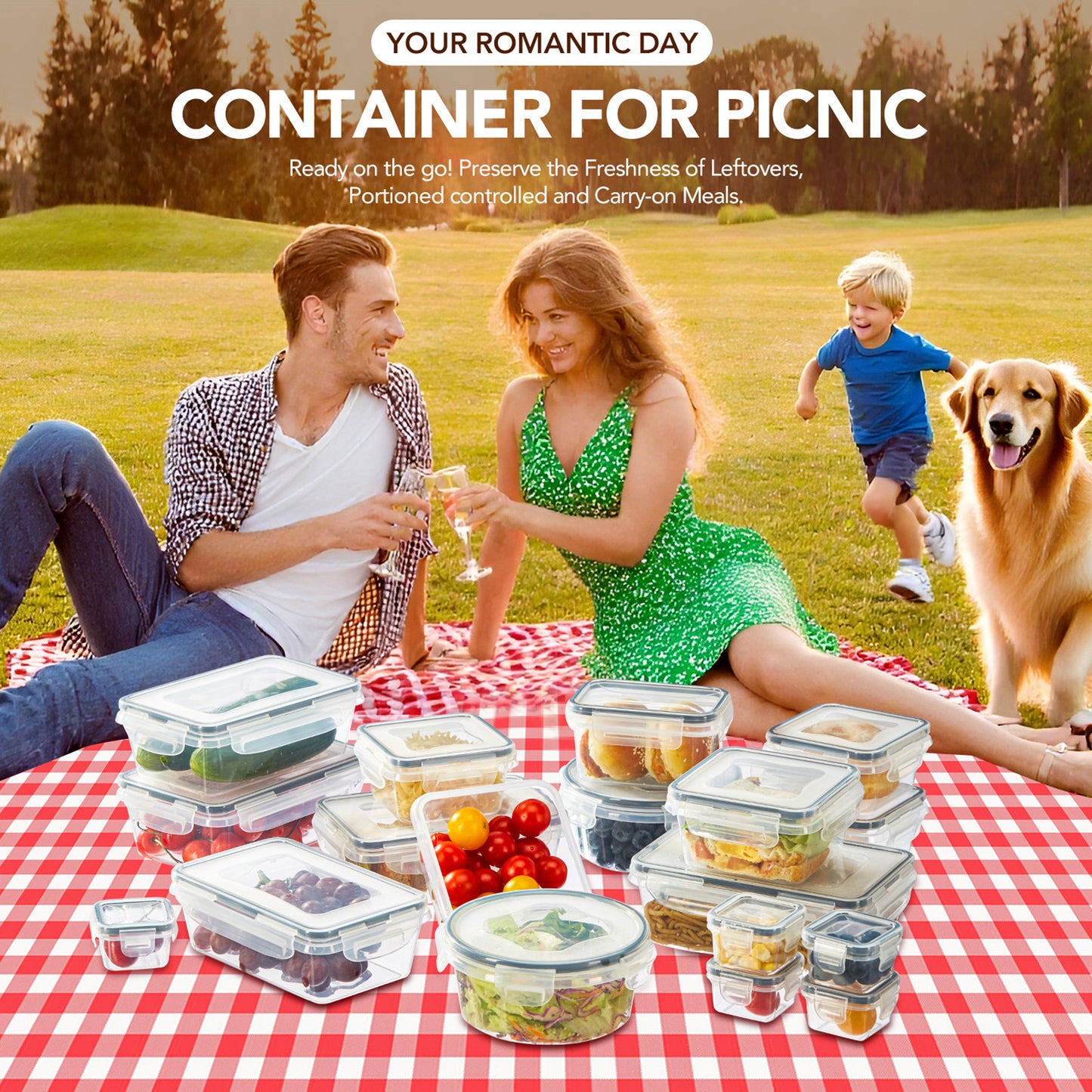 Asnews 24/48 PCS Plastic Food Storage Containers with Lids (12/24 Containers & 12/24 Lids), Leakproof BPA-Free Containers for Kitchen Organization, Meal Prep, Reusable Lunch Container