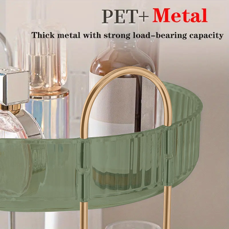 Asnews 360° Rotating Makeup Organizer, 2/3 Tier Adjustable Perfume Organizer for Dresser, Multi-Function Spinning Cosmetics Skincare Storage for Bedroom, Dresser, Countertop (Green)