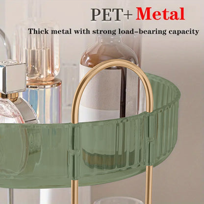 Asnews 360° Rotating Makeup Organizer, 2/3 Tier Adjustable Perfume Organizer for Dresser, Multi-Function Spinning Cosmetics Skincare Storage for Bedroom, Dresser, Countertop (Green)