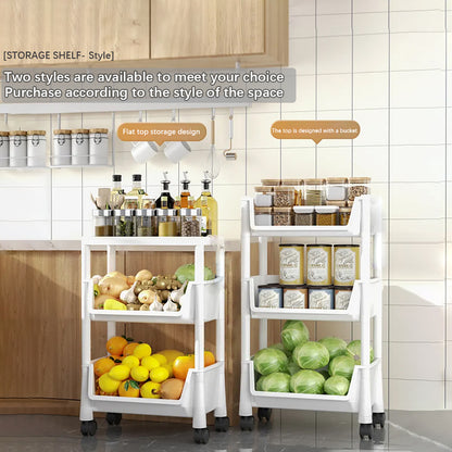 Asnews 3/4/5 Tier Plastic Rolling Cart Organizer with Lockable Caster Wheels, Bathroom Kitchen Office Workshop White