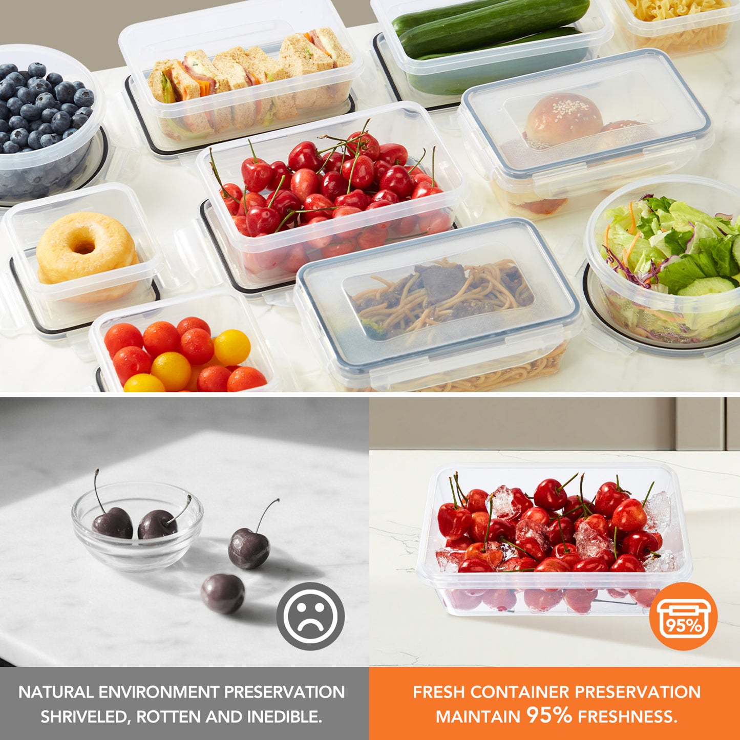 Asnews 24/48 PCS Plastic Food Storage Containers with Lids (12/24 Containers & 12/24 Lids), Leakproof BPA-Free Containers for Kitchen Organization, Meal Prep, Reusable Lunch Container