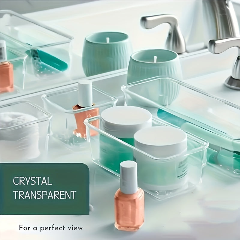 25/44/60pcs Deluxe Desktop Drawer Organizer Set - Transparent, Multifunctional Storage Boxes For Bathroom, Bedroom, Living Room - Space-Saving, Adjustable, Stackable, Storage And Organization