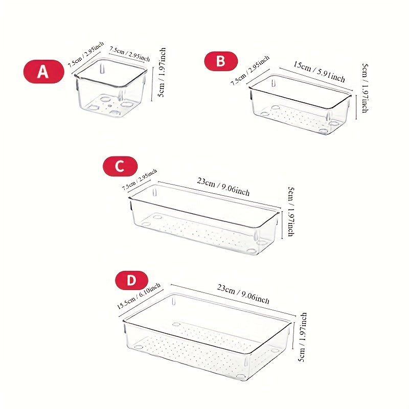 25/44/60pcs Deluxe Desktop Drawer Organizer Set - Transparent, Multifunctional Storage Boxes For Bathroom, Bedroom, Living Room - Space-Saving, Adjustable, Stackable, Storage And Organization