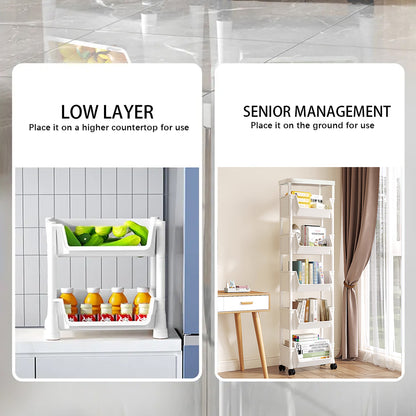 Asnews 3/4/5 Tier Plastic Rolling Cart Organizer with Lockable Caster Wheels, Bathroom Kitchen Office Workshop White