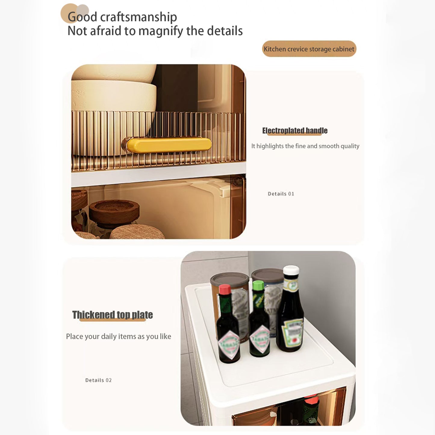 Asnews 3/4/5/6-Tiers Plastic Tall Narrow Storage Cabinet with Movable Wheels, 90° Flip Door Design, Foldable Slim Bathroom Storage Cabinet for Small Space, Bathroom, Kitchen, Laundry