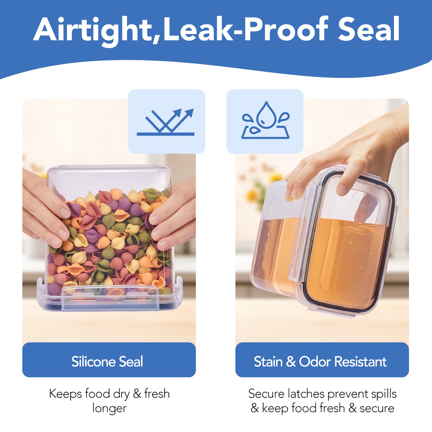 Asnews 24PCS Airtight Food Storage Containers with Lids, Plastic Kitchen and Pantry Organization Canisters