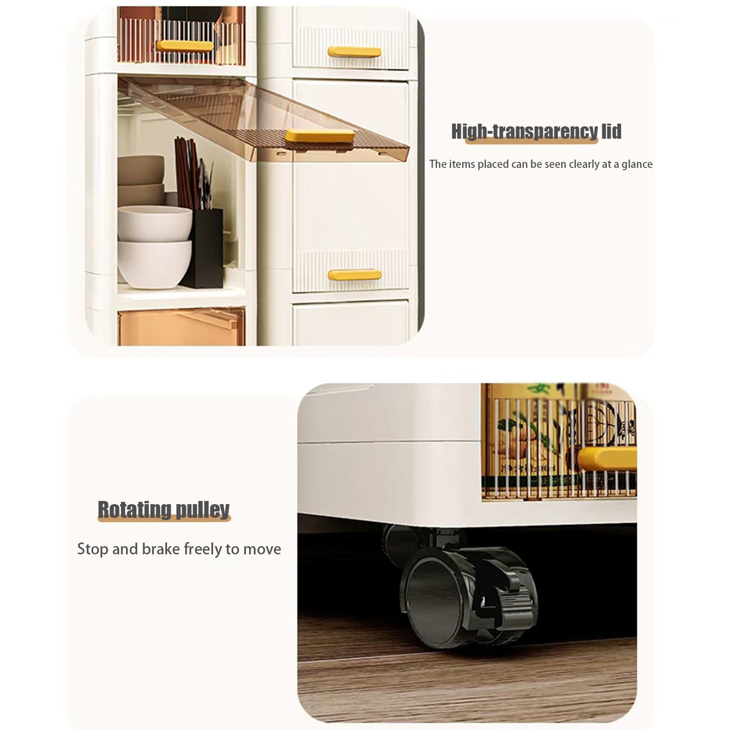 Asnews 3/4/5/6-Tiers Plastic Tall Narrow Storage Cabinet with Movable Wheels, 90° Flip Door Design, Foldable Slim Bathroom Storage Cabinet for Small Space, Bathroom, Kitchen, Laundry