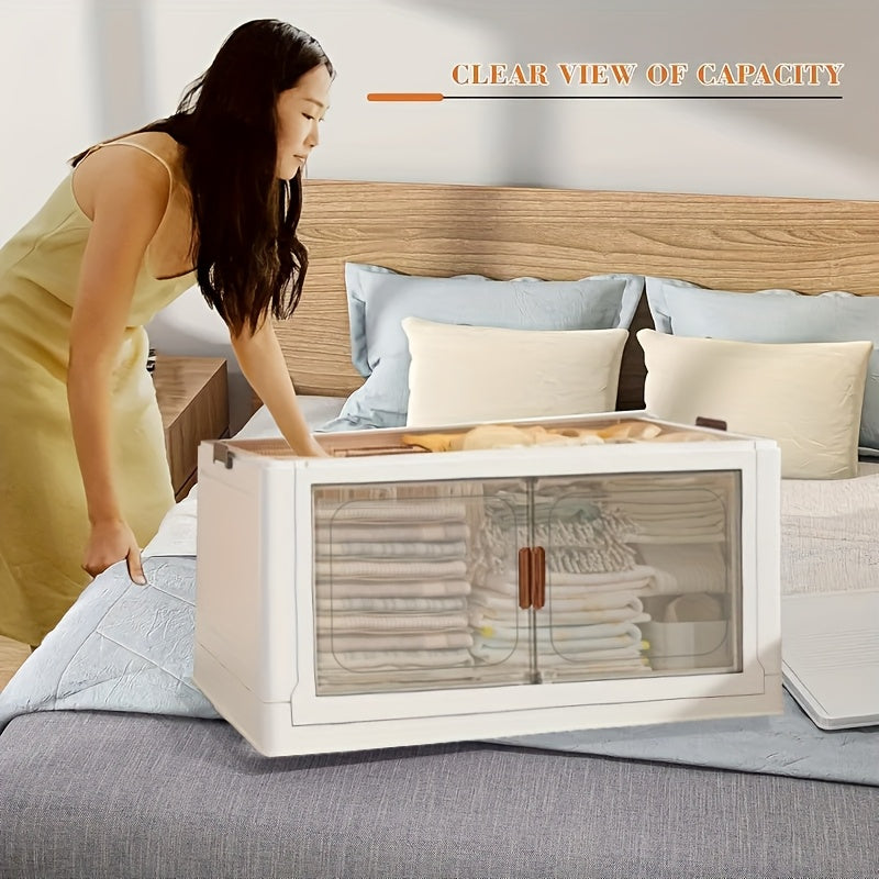 2/3/4/5Layer Extra Large Storage Cabinet, Multi-tier Foldable Storage Box With Doors, Stackable Storage Containers For Shoes Sundries Books Clothes, Household Storage Organizer For Closet, Wardrobe, Bedroom, Bathroom, Office, Kitchen