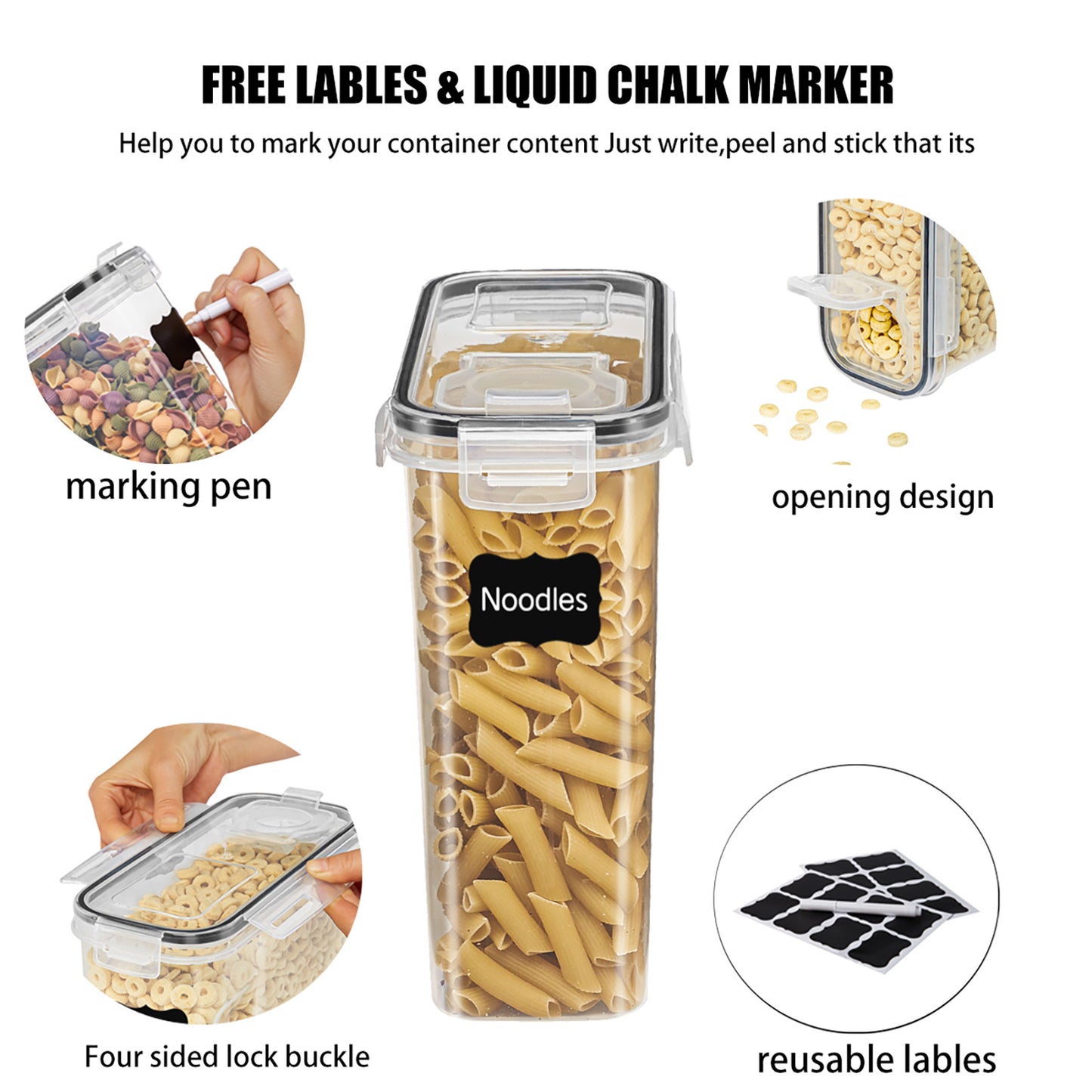 10/15/24pcs Food Storage Container Set, Fresh-Keeping Boxes, Easy-to-Secure Lids - Airtight Plastic Containers, Suitable For Pantry, Travel, Outdoor Picnics, Kitchen Organization, Comes With Labels And Marker