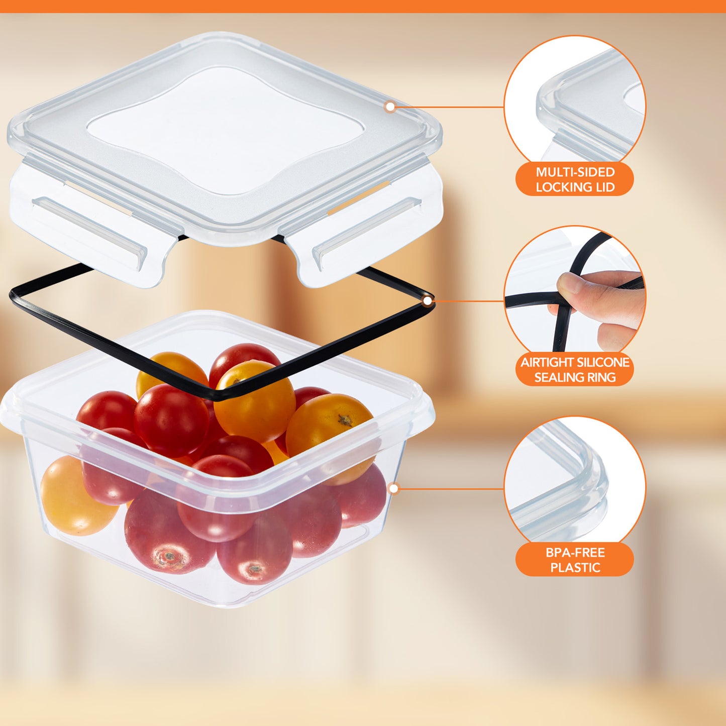 Asnews 24/48 PCS Plastic Food Storage Containers with Lids (12/24 Containers & 12/24 Lids), Leakproof BPA-Free Containers for Kitchen Organization, Meal Prep, Reusable Lunch Container