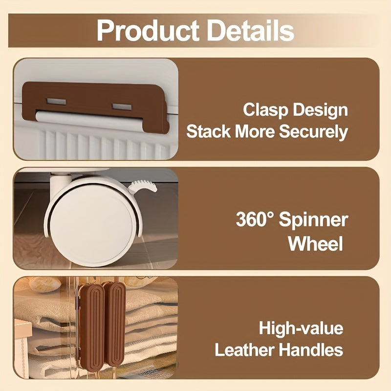 2/3/4/5Layer Extra Large Storage Cabinet, Multi-tier Foldable Storage Box With Doors, Stackable Storage Containers For Shoes Sundries Books Clothes, Household Storage Organizer For Closet, Wardrobe, Bedroom, Bathroom, Office, Kitchen