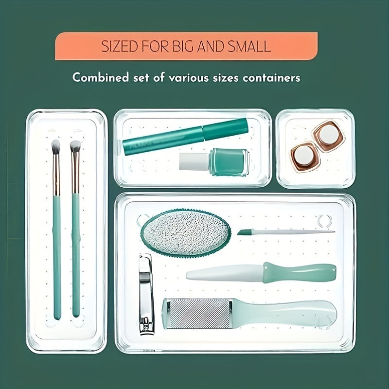 25/44/60pcs Deluxe Desktop Drawer Organizer Set - Transparent, Multifunctional Storage Boxes For Bathroom, Bedroom, Living Room - Space-Saving, Adjustable, Stackable, Storage And Organization