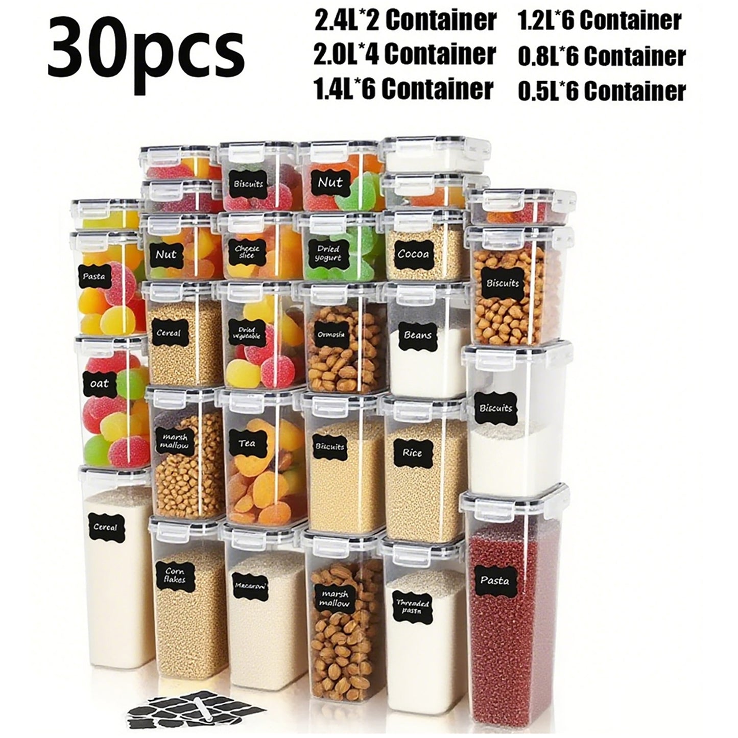 Asnews Airtight Food Storage Containers with Lids, Plastic Kitchen and Pantry Organization Canisters